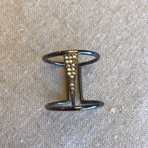 Gunmetal/ Silver pave ring